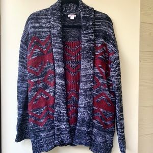 Xhilaration Open Sweater/Cardigan Aztec Print M